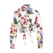 Dolce & Gabbana Blommigt Vitt Bomullsskjorta Multicolor, Dam
