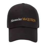 Alexander McQueen Klassiskt Logo Bicolor Svart Guld Hatt Black, Herr