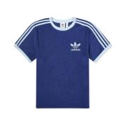 Adidas Originals Mörkblå Terry T-shirt med Sidestripes Blue, Dam