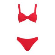 Hunza G Röd Seersucker Bikini Badkläder Tillbehör Red, Dam