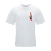 JW Anderson Grafiskt Tryck Crew Neck T-shirt White, Herr