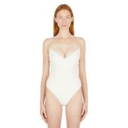 Ziah Almond Swimsuit with Fine Straps White, Dam