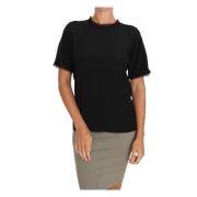 Dolce & Gabbana Svart Siden Spets Top Blus T-Shirt Black, Dam