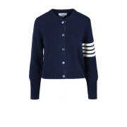 Thom Browne Klassisk Ull Cardigan Sweaters Blue, Dam