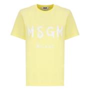 Msgm Gul Bomull T-shirt Rund Hals Korta ärmar Yellow, Dam