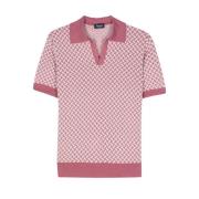 Drumohr Rosa/Vit Polo Shirt Pink, Herr