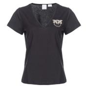 PINKO Svart Love Birds T-shirt Black, Dam