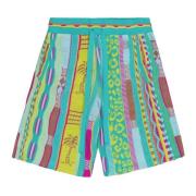 Laneus Multifärgad Jacquard Bomull Bermuda Shorts Multicolor, Herr