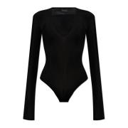 Balenciaga Bodysuit med V-ringning Black, Dam