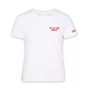 Saint Barth Ikonisk Vit T-shirt med Lekfulla Detaljer White, Dam