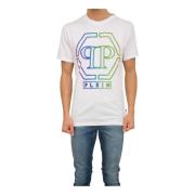 Philipp Plein Hexagon Broderad T-shirt Rund Hals White, Herr