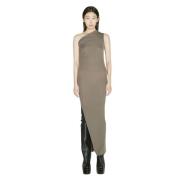 Rick Owens Ribbstickad Maxiklänning Gray, Dam