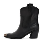 Cesare Gaspari Stiliga Läder Cowboy Boots Black, Dam