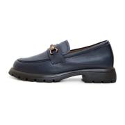 Cesare Gaspari Blå Läder Platform Loafers Blue, Dam