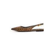 Cesare Gaspari Leopard Slingback Ballet Pumps Brown, Dam