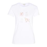 Barbour Grafiskt Tryck Rund Hals T-Shirt White, Dam