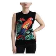 Dolce & Gabbana Fågelbroderad Ullstickad Tanktopp Multicolor, Dam