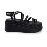 Tommy Jeans Strappy Wedge Sandaler Vår/Sommar Kollektion Black, Dam