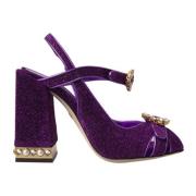 Dolce & Gabbana Lila Kristall Ankelrem Sandaler Purple, Dam