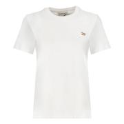 Maison Kitsuné Vit T-shirt med Baby Fox-patch White, Dam