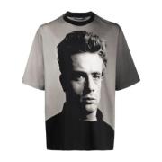 Dolce & Gabbana Svart T-shirt James Dean Stil Gray, Herr