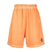 Marcelo Burlon Solnedgång Cross Over Sweatshorts 2025 Orange Röd Orang...