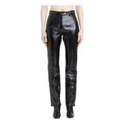 Courrèges Svarta Vinyl 5-Fickbyxor Black, Dam