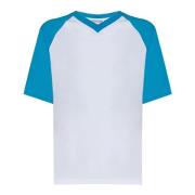 Victoria Beckham Vit Fotboll T-Shirt Blå Ärmar White, Dam