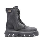 Casadei Svart Denim Snörstövel Black, Dam