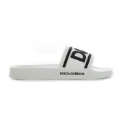 Dolce & Gabbana Logo Slides Gummi Herrsandaler White, Herr