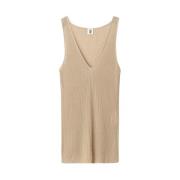 By Malene Birger Rory Ärmlös Ribbstickad Topp Beige, Dam