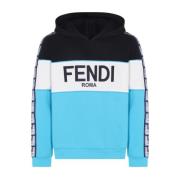 Fendi Blå Sweatshirt Aw23 Stilfullt Blockfärg Multicolor, Herr