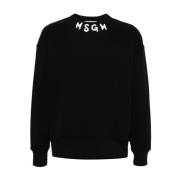 Msgm Logo Crewneck Sweatshirt Black, Herr