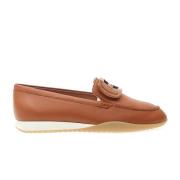 Hogan Beige Läderloafers för Kvinnor Brown, Dam