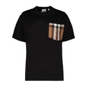 Burberry Vintage Check Pocket T-shirt Black, Dam