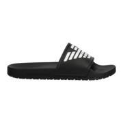 Emporio Armani Svart Logotyp Präglad Slides Sandaler Black, Herr