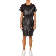 Karl Lagerfeld Chic Faux Leather Dress Brown, Dam