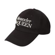 Alexander McQueen Svart Broderad Logga Baseballkeps Black, Herr