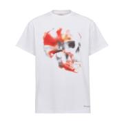 Alexander McQueen Punk Skull Grafiskt Tryck T-shirt White, Herr