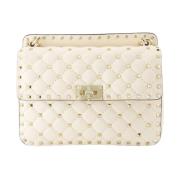 Valentino Garavani Studded Läder Väska Beige, Dam