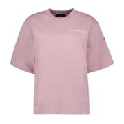 Moncler Logo Oversized Rund Hals T-shirt Pink, Dam