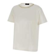 Fabiana Filippi Vit Pärlad Crew Neck T-shirt White, Dam