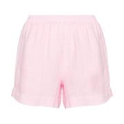 MC2 Saint Barth Rosa Linne Shorts med Broderad Logga Pink, Dam