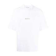 Marni Logo Print Boxy Fit T-Shirt White, Herr
