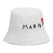Marni Bomull virkad hatt med lagning White, Dam