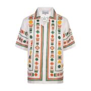 Casablanca Vit Sidenskjorta med Lekfull Örn Multicolor, Herr