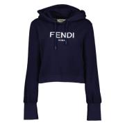 Fendi Hoodie med broderad logotyp Blue, Dam