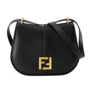 Fendi Läder Crossbody-väska med Snap Flap Black, Dam