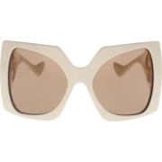 Gucci Ikoniska solglasögon med enhetliga linser Beige, Dam
