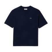 Lacoste Mjuk Jersey T-shirt med Ribbad Krage Blue, Dam
